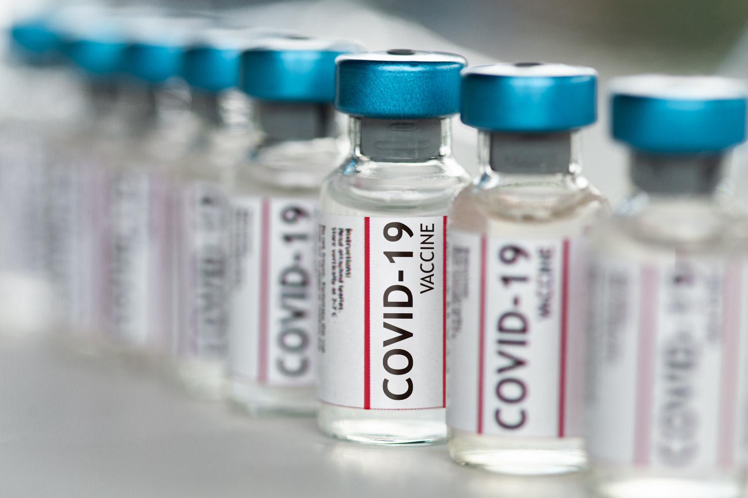 Ampoules containing vaccine against the coronavirus.