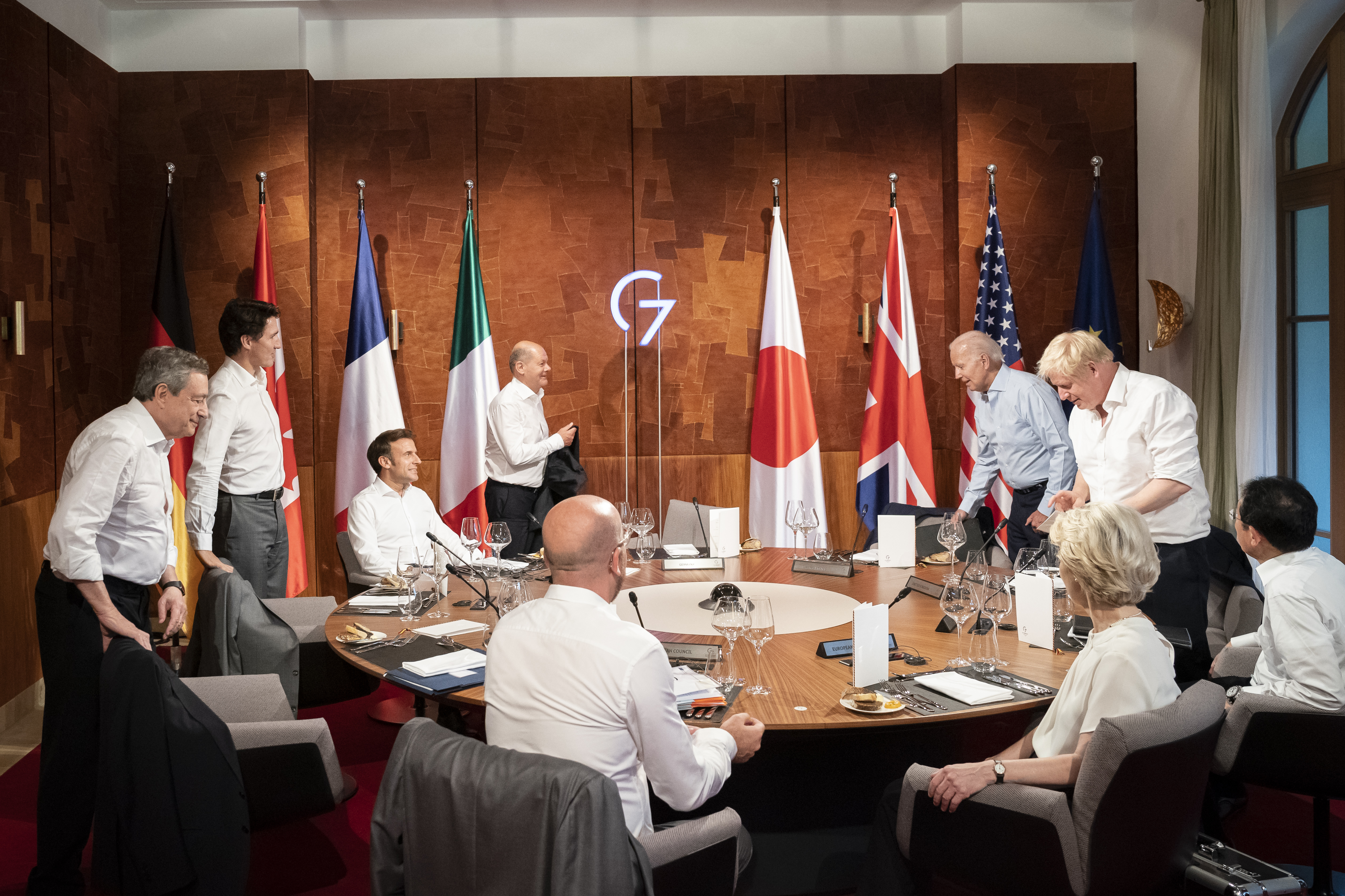 Gruppenfoto der G7 während der dritten Arbeitssitzung.