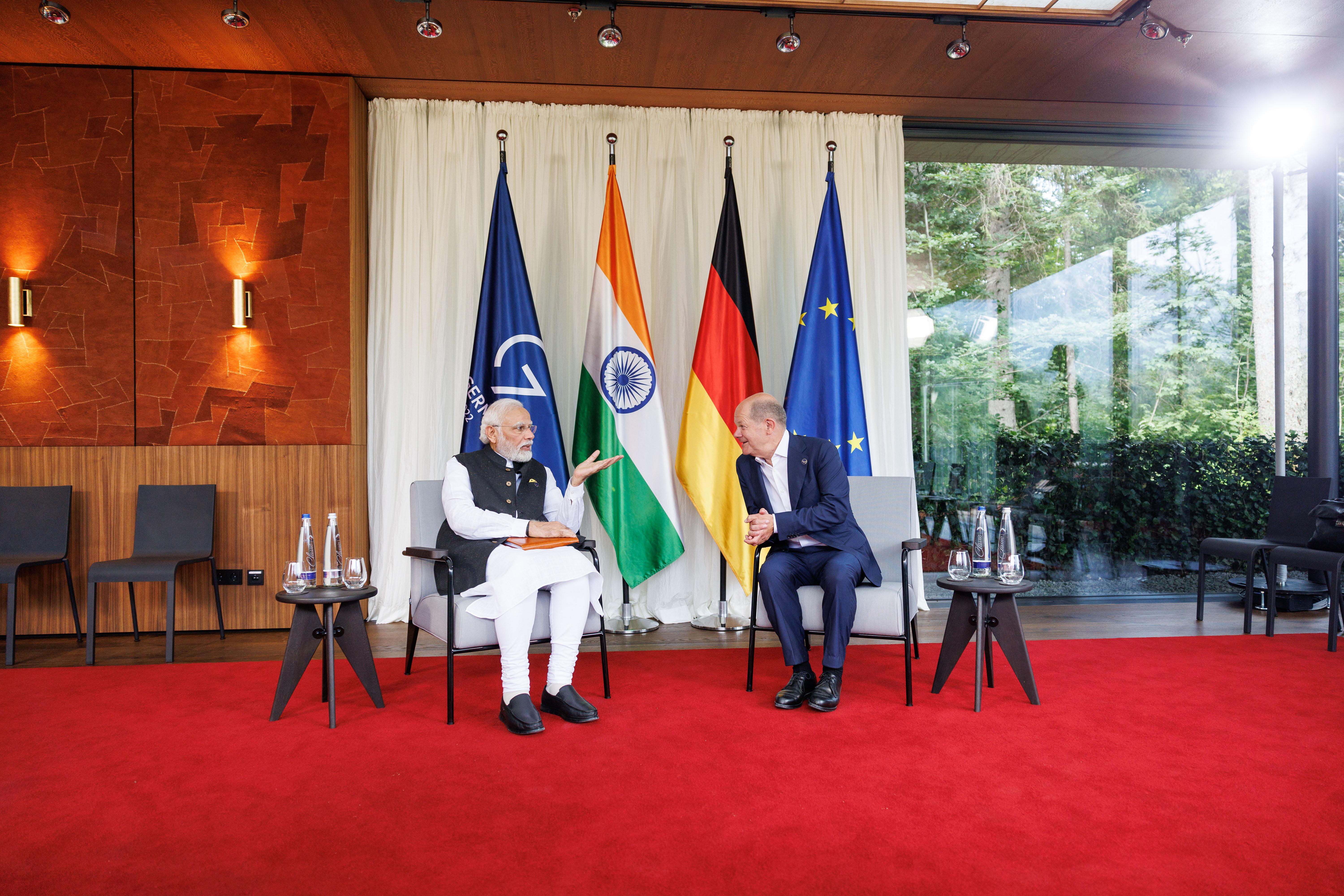 Bilaterales Gespräch zwischen Bundeskanzler Olaf Scholz und Narendra Modi (Premierminister Indien) auf Schloss Elmau.