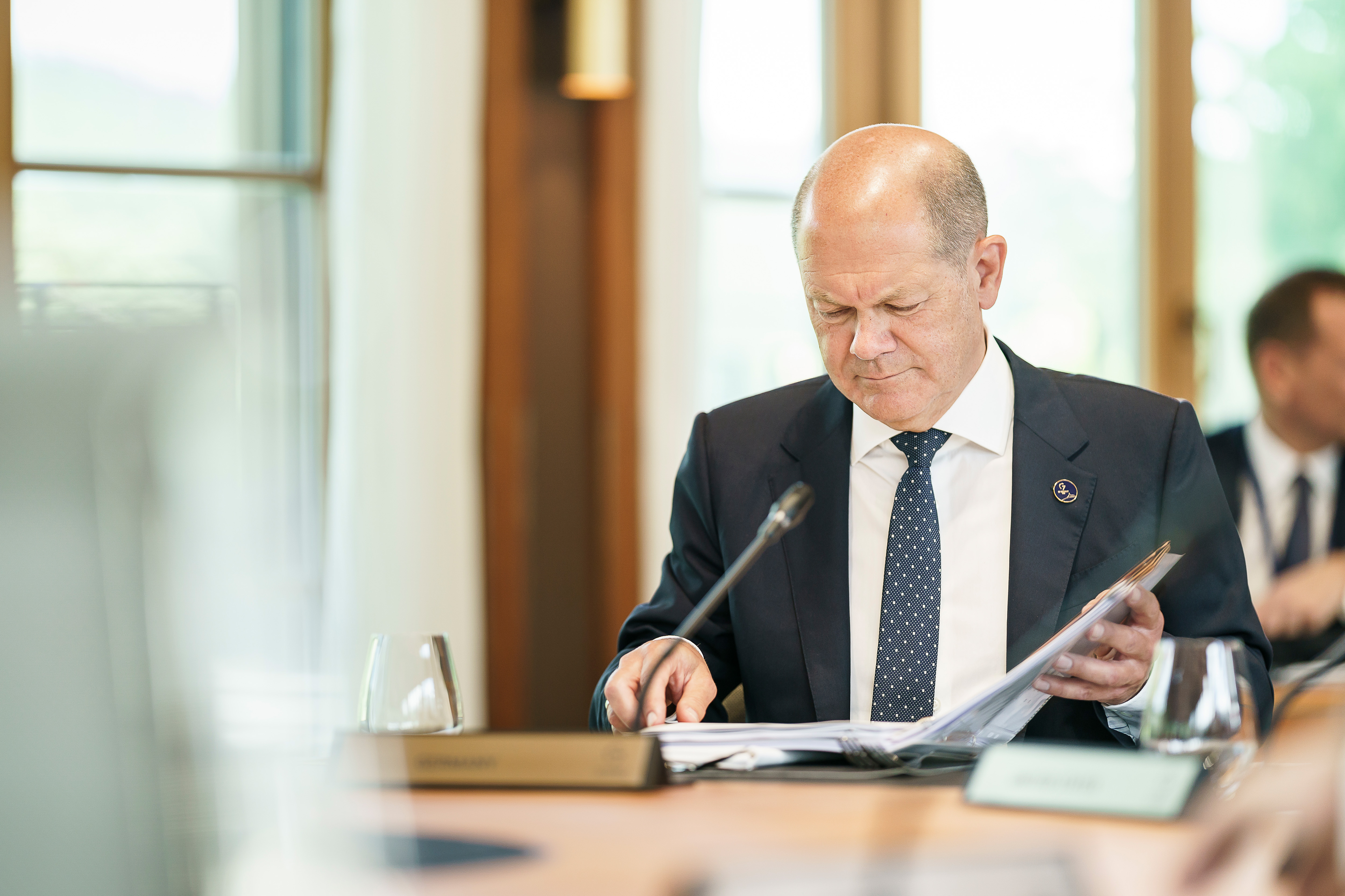Federal Chancellor Olaf Scholz at the start of the first working session.