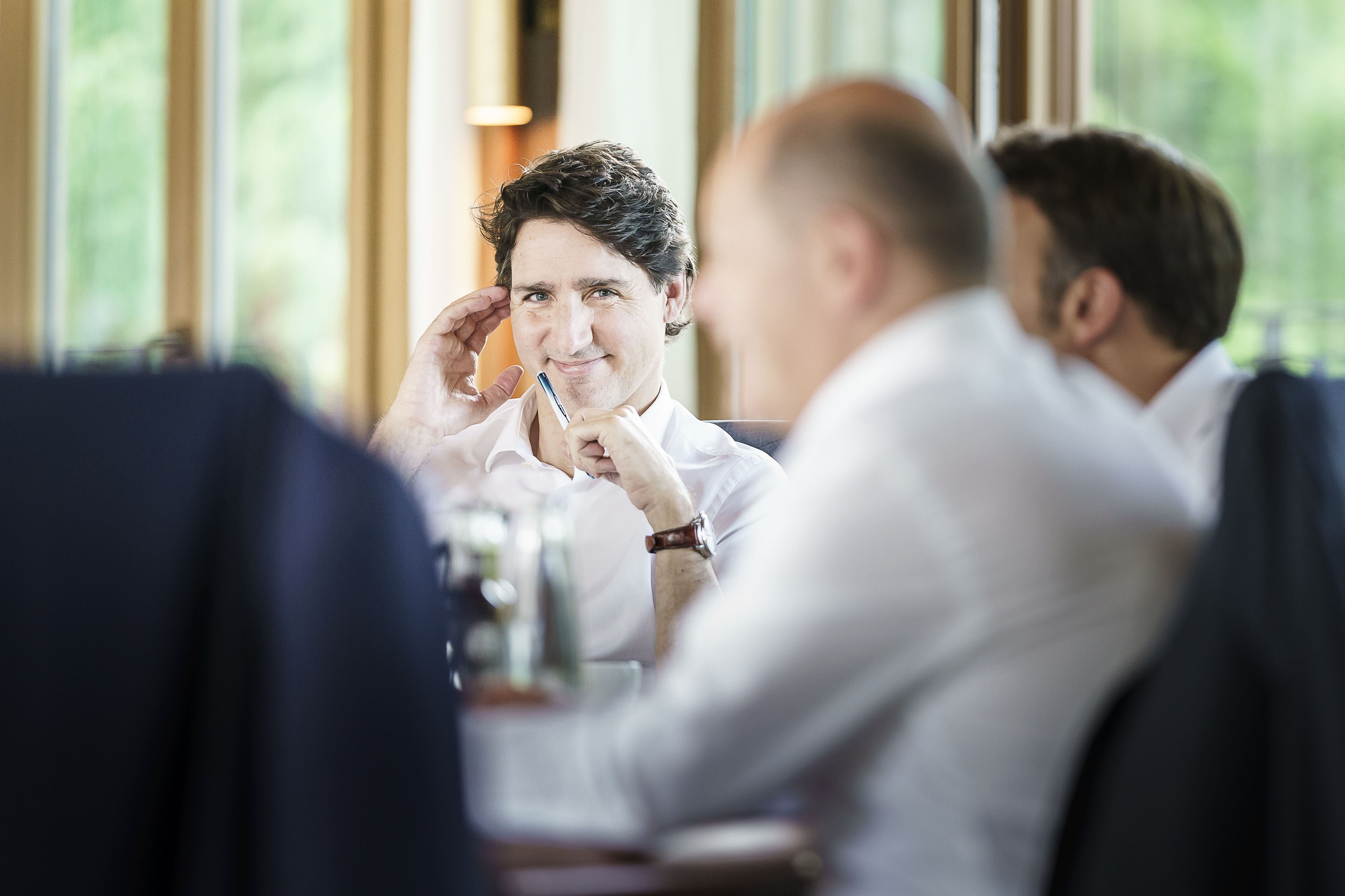 Canadian Prime Minister Justin Trudeau at the start of the second working session.