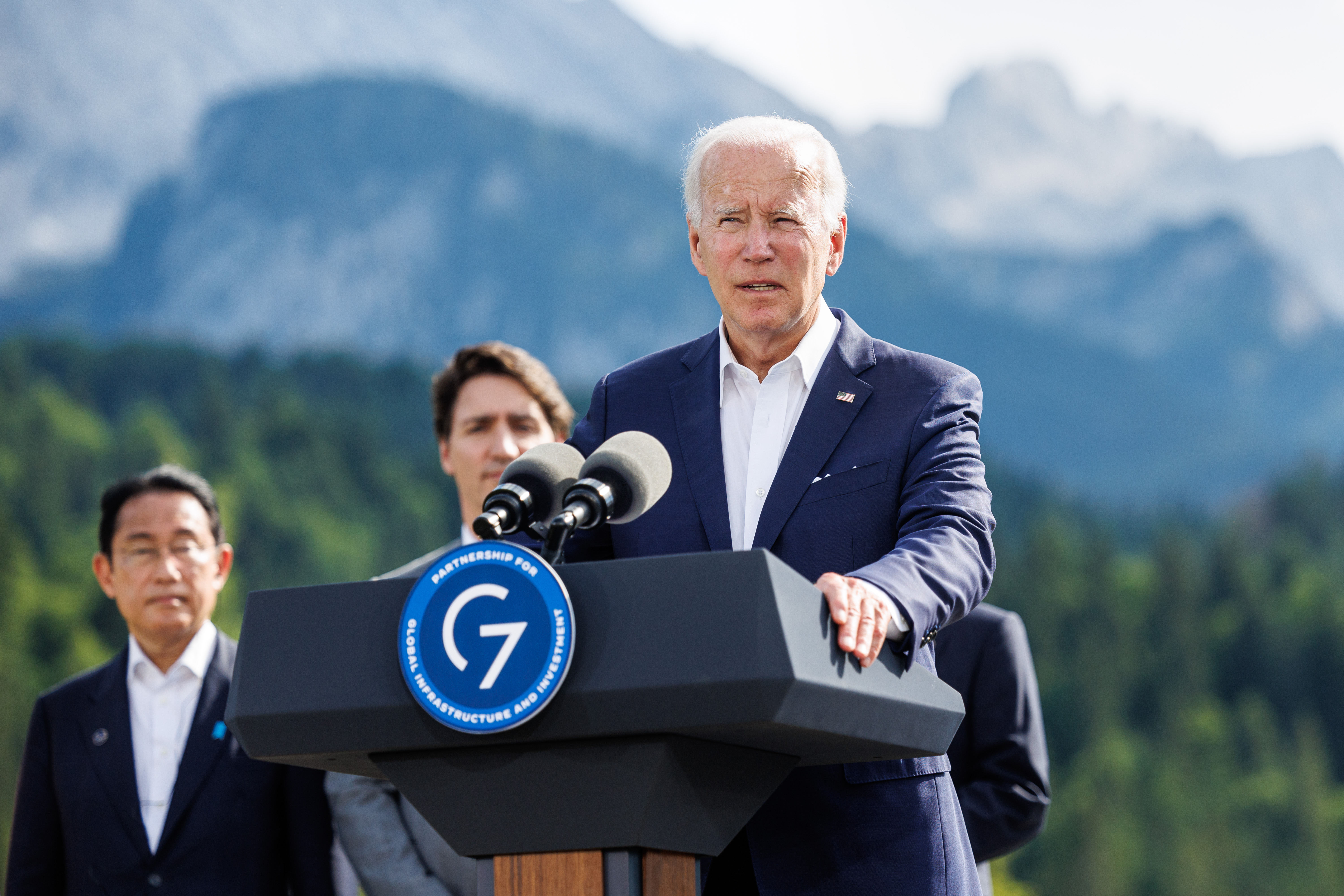 US President Joe Biden gives a statement to the press on partnership for global infrastructure and investment.