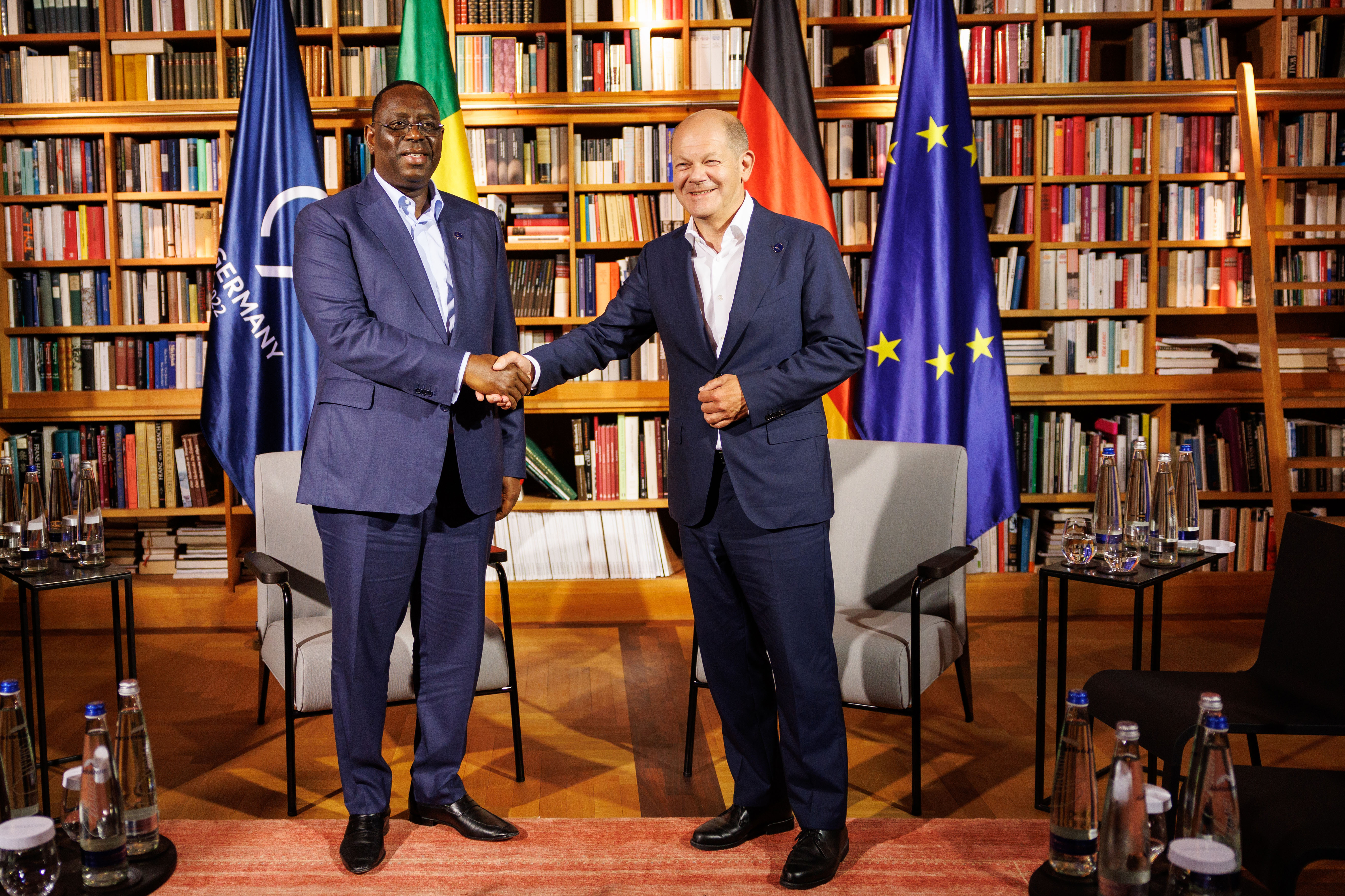 Bilateral meeting between Federal Chancellor Olaf Scholz and President Macky Sall of Senegal, currently chairperson of the African Union (AU), in Schloss Elmau.