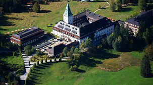 Aerial shot of Schloss Elmau