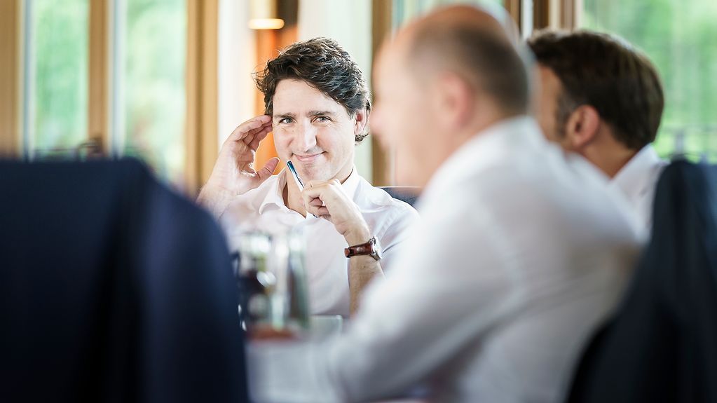Justin Trudeau (Premierminister Kanada) zu Beginn der zweiten Arbeitssitzung.